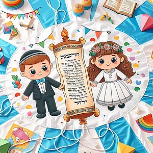 מצנח פעילות אבא ואמא של שבת דגם "מצויירים" מצנח פעילות אבא ואמא של שבת דגם "מצויירים"